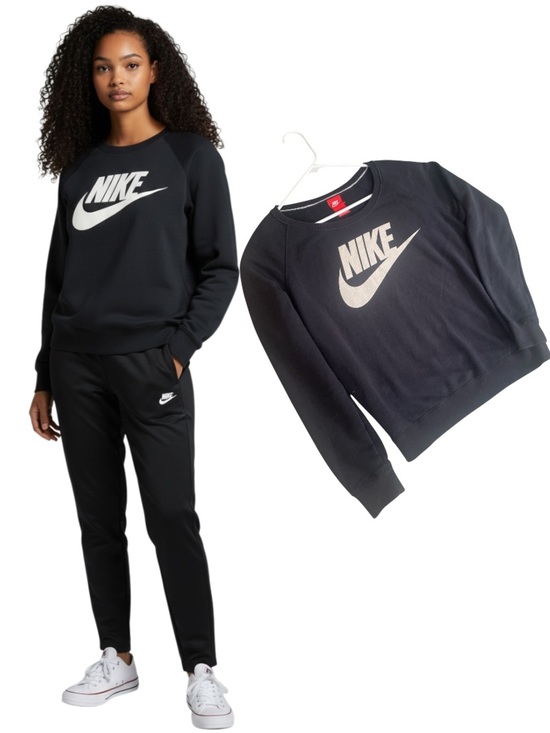 Nike Tops - Vintage Nike Y2K Big Logo Crewneck Sweatshirt Black Scoop Neck Pullover Med